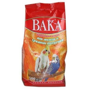 Корм для птиц "ВАКА ВК" для мелких и средних попугаев (пакет) 500г