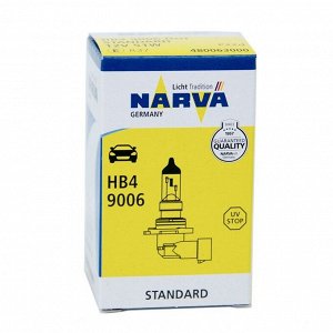 Лампа галогенная Narva HB4 (9006) (P22d, T12), 12В, 51Вт, 3000К, 1 шт
