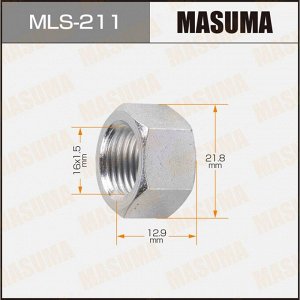 Гайка колесная Masuma MLS-211, открытая, для Toyota / Lexus, M16x1.5(R), длина 12.9мм, плоская посадка, под ключ 22мм
