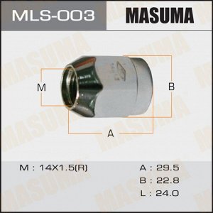 Гайка колесная Masuma MLS-003, закрытая, для грузовиков Toyota, M14x1.5(R), длина 29.5мм, коническая посадка, под ключ 23мм, 1 шт
