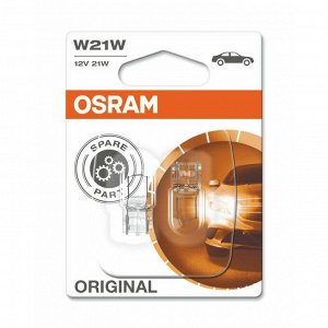 Лампа Osram Original Line W21W (W3x16d, T20), 12В, 21Вт, комплект 2 шт