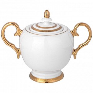 Чайный сервиз из фарфора Bone Porcelain "Дворцовый шик" на 6 персон, 20 предметов, с золотой обводкой
