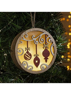 Ёлочная игрушка «Новогодние игрушки», 11х11х3 см, 4 LED, от батареек АААх2, свечение тёплое белое