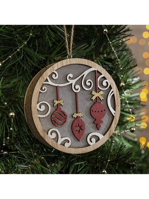 Ёлочная игрушка «Новогодние игрушки», 11х11х3 см, 4 LED, от батареек АААх2, свечение тёплое белое