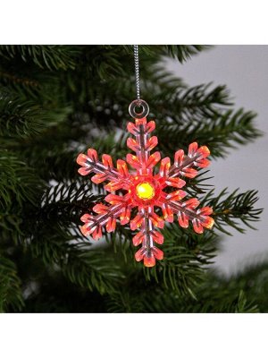 Ёлочная игрушка «Снежинка», 9х8.5х2.8 см, 1 LED, от батареек, свечение мульти (RGB)
