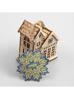 Ёлочная игрушка «Домик с башней», 9x5x8 см, 1 LED, от батареек, свечение тёплое белое