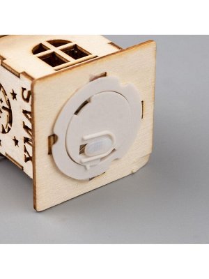 Ёлочная игрушка «Домик с колокольчиками», 6x4.5x4.5 см, от батареек, свечение тёплое белое