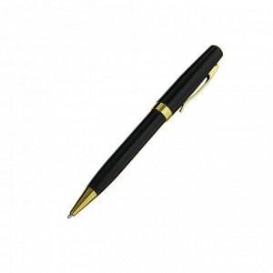 Ручка шариковая, подарочная, в пластиковом футляре, поворотная, "Линкольн", чёрная с золотистыми вставками