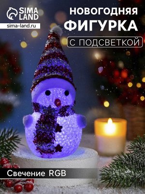Ёлочная игрушка «Красный снеговичок», 8 см, 1 LED, от батареек AG13x3, свечение мульти (RGB)