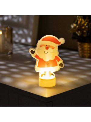 Световая картинка на подставке «Дед Мороз», 11 см, 1 LED, от батареек, свечение тёплое белое