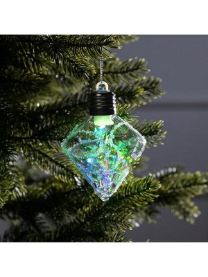 Ёлочный шар «Морозный кристалл», 11x7.5 см, 1 LED, от батареек, свечение RGB