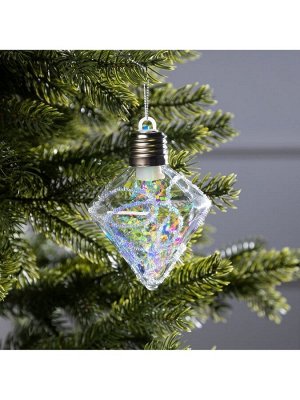 Ёлочный шар «Морозный кристалл», 11x7.5 см, 1 LED, от батареек, свечение RGB