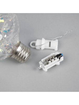 Ёлочный шар «Морозный кристалл», 11x7.5 см, 1 LED, от батареек, свечение RGB