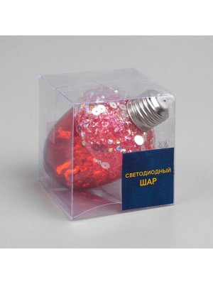 Ёлочный шар «Жёлудь красный», 12x7 см, 4 LED, от батареек, свечение тёплое белое