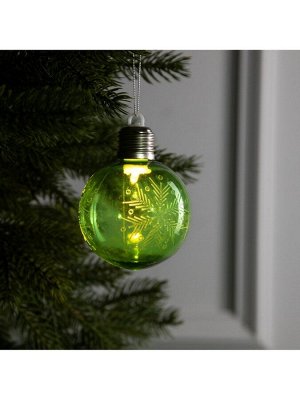 Ёлочный шар «Снежинка», 8x10 см, 1 LED, от батареек, свечение тёплое белое
