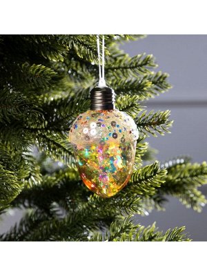 Ёлочный шар «Жёлудь жёлтый», 12x7 см, 4 LED, от батареек, свечение тёплое белое