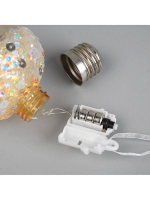 Ёлочный шар «Жёлудь жёлтый», 12x7 см, 4 LED, от батареек, свечение тёплое белое