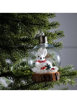 Ёлочный шар «Зайка», 10x13 см, 1 LED, от батареек, свечение тёплое белое