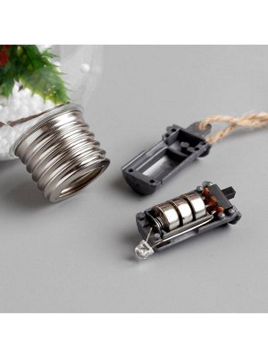 Ёлочный шар «Ветка ели», 1 LED, от батареек, свечение тёплое белое