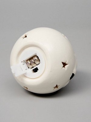 Ёлочный шар с подсветкой «Снеговик», 10x8.6x8.6 см, 1 LED, от батареек LR44x3, керамика, свечение тёплое белое