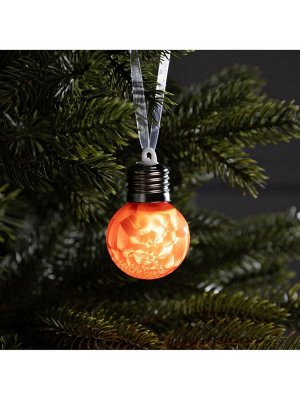 Ёлочный шар «Зимний узор красный», d=5 см, 1 LED, от батареек AG13x3, свечение тёплое белое