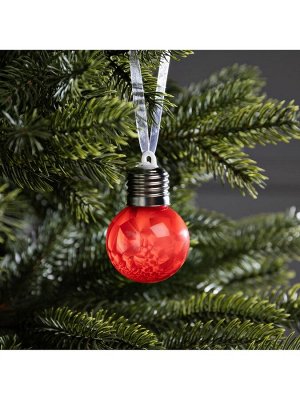 Ёлочный шар «Зимний узор красный», d=5 см, 1 LED, от батареек AG13x3, свечение тёплое белое