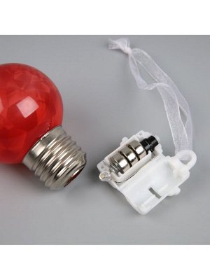 Ёлочный шар «Зимний узор красный», d=5 см, 1 LED, от батареек AG13x3, свечение тёплое белое