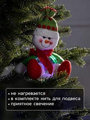 Ёлочная игрушка «Снеговичок», 10x22x14 см, 5 LED, от батареек, свечение мульти