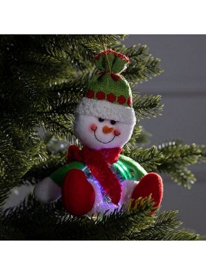Ёлочная игрушка «Снеговичок», 10x22x14 см, 5 LED, от батареек, свечение мульти