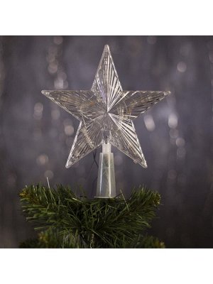 Светодиодная верхушка на ёлку «Звезда прозрачная», 15 см, 10 LED, 220 В, свечение RG/RB