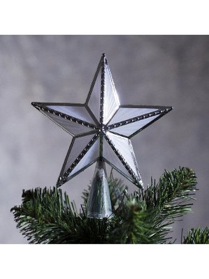 Светодиодная верхушка на ёлку «Звезда серебристая», 16 см, 10 LED, 220 В, свечение мульти