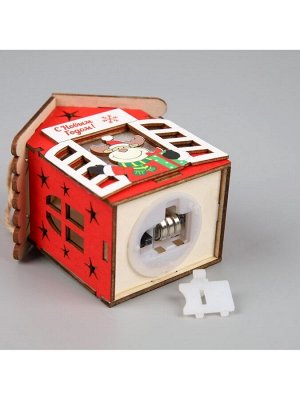 Ёлочная игрушка «Дом с оленем», 8.7x4.6 см, 1 LED, от батареек, свечение тёплое белое
