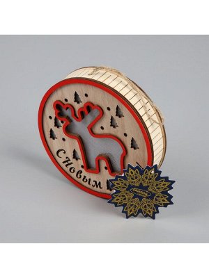 Ёлочная игрушка «Лосёнок», 13.5x3 см, 1 LED, от батареек, свечение тёплое белое