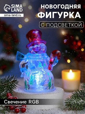 Ёлочная игрушка «Снеговик», 12 см, от батареек LR1133x3, свечение мульти (RGB)
