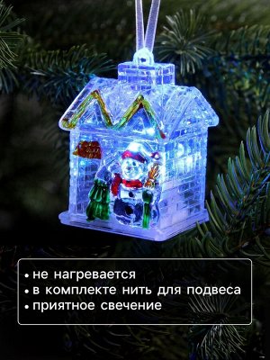 Ёлочная игрушка «Дед Мороз», 7 см, от батареек AG10x3, свечение мульти (RGB)