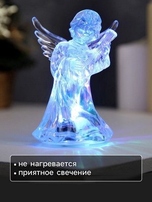 Ёлочная игрушка «Ангел», 9 см, от батареек LR1133x3, свечение мульти (RGB)