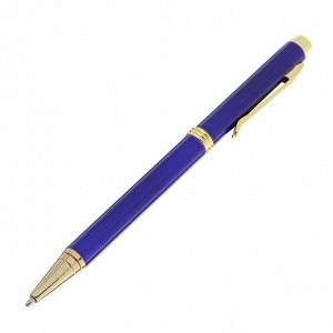 Ручка подарочная, шариковая, в пластиковом футляре, поворотная, "Эксперт", синяя с золотистыми вставками