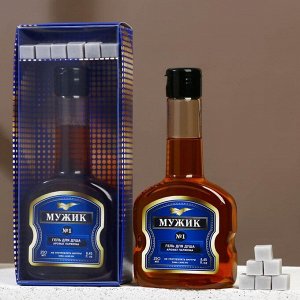 Подарочный набор косметики «Мужик», гель для душа во флаконе коньяка 250 мл и мыло для рук, HARD LINE