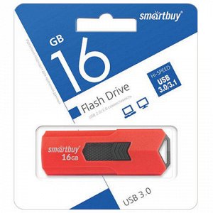 Флэш-диск 16 GB SMARTBUY Stream USB 3.0, красный, SB16GBST-R3