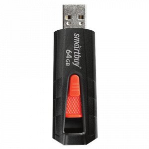 Флэш-диск 64 GB SMARTBUY Iron USB 3.0, черный/красный, SB64GBIR-B3