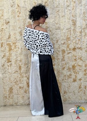 костюм Роскошной Круэллы, р-р XL (платье, шаль, перчатки, нарукавники)