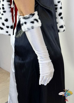 костюм Роскошной Круэллы, р-р XL (платье, шаль, перчатки, нарукавники)