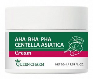 QUEEN CHARM. Крем для лица с AHA-BHA-PHA кислотами и центеллой азиатской AHA BHA PHA CENTELLA, 50 мл