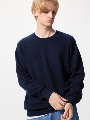 UNIQLO - кашемировый свитер с круглым вырезом - 69 NAVY