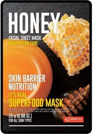 DERMAL. Маска для лица с медом It's Real SuperfoodMask HONEY, 25гр.