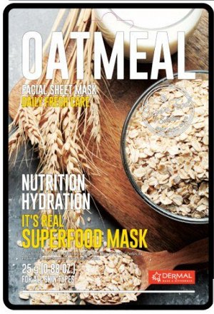 DERMAL. Маска для лица с экстрактом овса It's Real SuperfoodMask OATMEAL, 25гр.