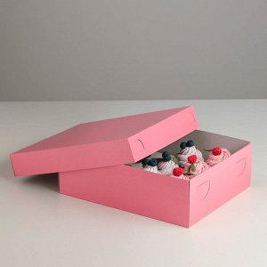 Упаковка на 12 капкейков, розовая, 32,5 х 25,5 х 10 см