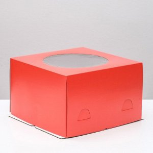 Кондитерская упаковка с окном, красный, 30 х 30 х 19 см