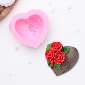 Молд силиконовый «Роза в сердце», 7?4 см