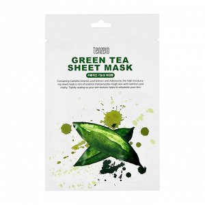 TENZERO. Тканевая маска для лица с зелёным чаем, GREENTEA SHEET MASK, 25 мл